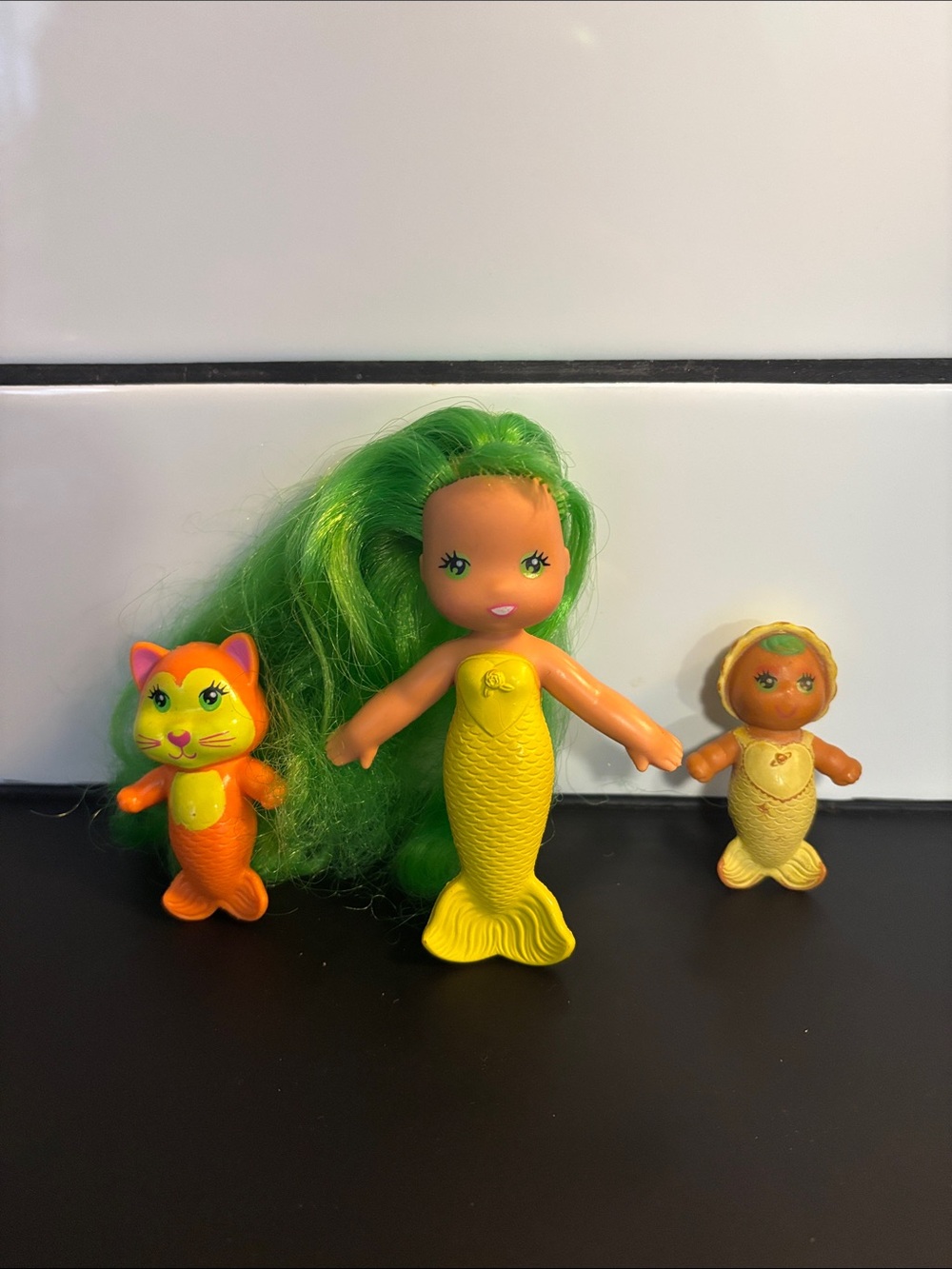 Vintage 80’s Sea Wees Oceanna Mermaid Doll and Baby Seabrina and Pet Seaser Set